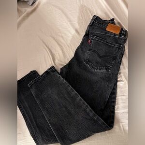 Black Denim Levi’s 70’s High Slim Straight Jeans size 28w/29L